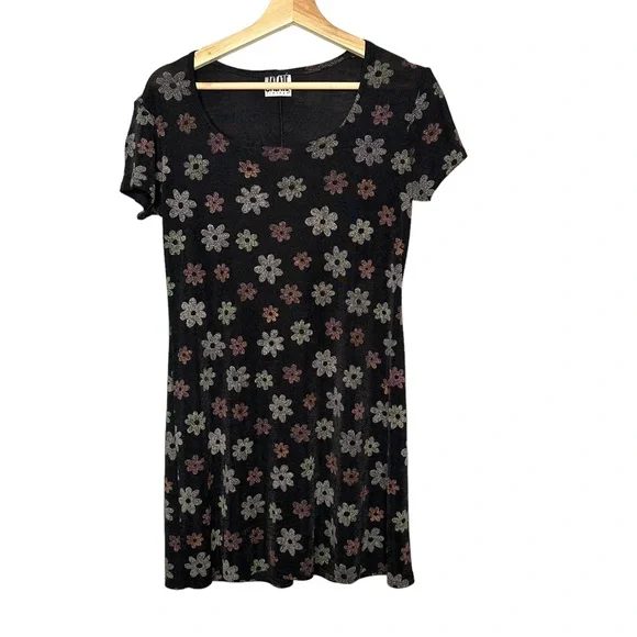 Vintage 90s Mesh Semi-Sheer Slinky Floral Dress - Picture 5 of 8